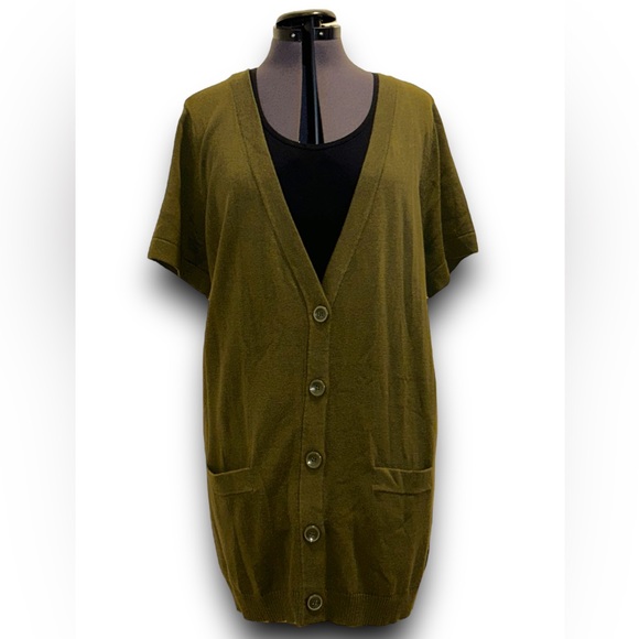 Covington • NWT Long Cardigan with Pockets, Short Sleeves, 16/18W - Picture 2 of 11